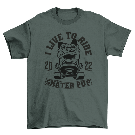 Bulldog animal on skateboard t-shirt