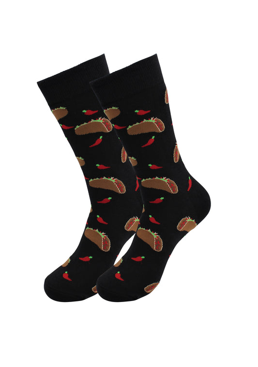 Cozy Designer Trending Food Socks - Chili Taco for Men and Women